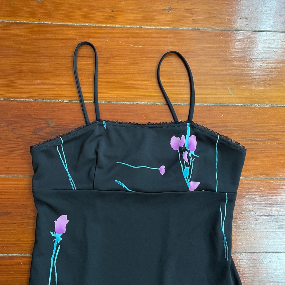 Vintage 90s BCBG Max Azria Floral Mini Slip Dress Sz S 💛🎀 Gothbabe - Picture 8 of 10